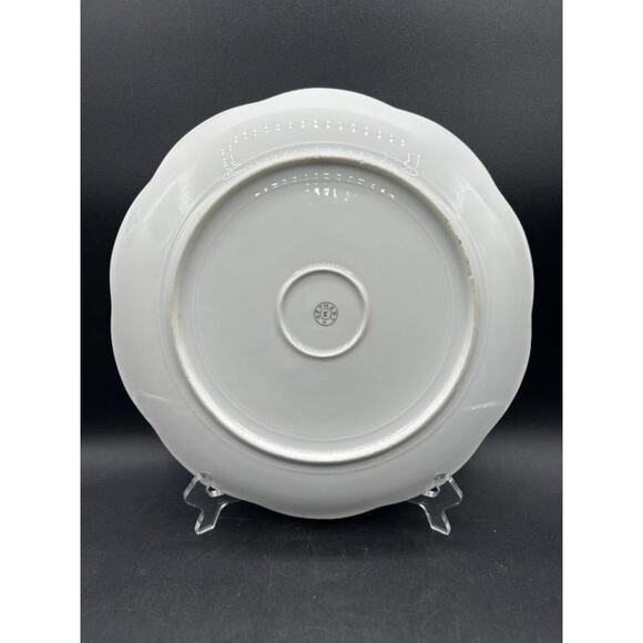 Antique German Porcelain Bowl Grapes Gold Trim Pink Rim Scalloped 12" - Picture 8 of 11